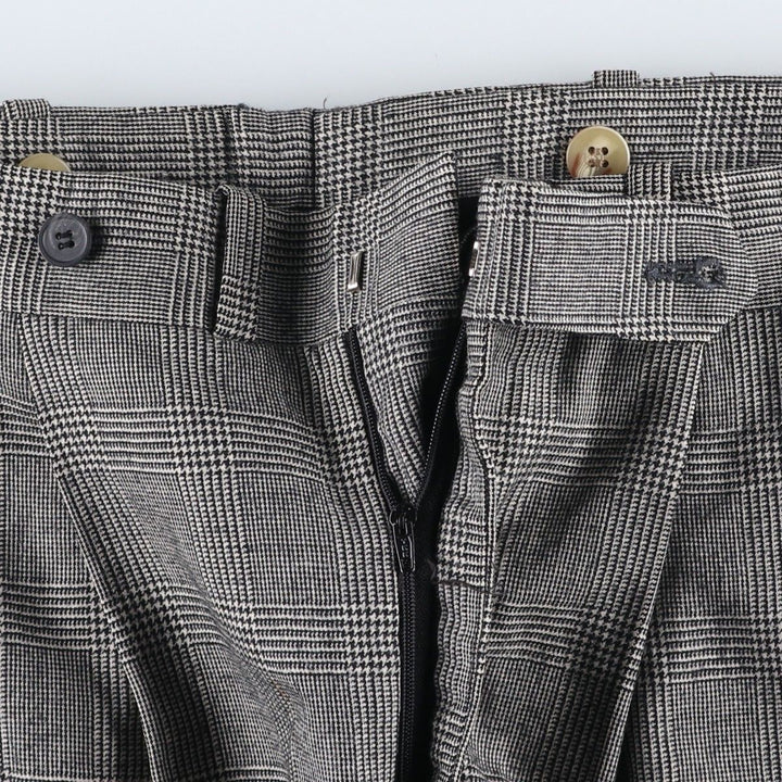 1980'S Nordstrom Glen Plaid Two-pleat Wool Pants, Men's Size 35 wool gray type Vintage Second Hand
