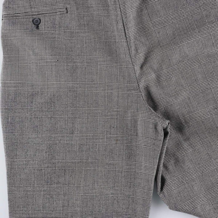 1980'S Nordstrom Glen Plaid Two-pleat Wool Pants, Men's Size 35 wool gray type Vintage Second Hand