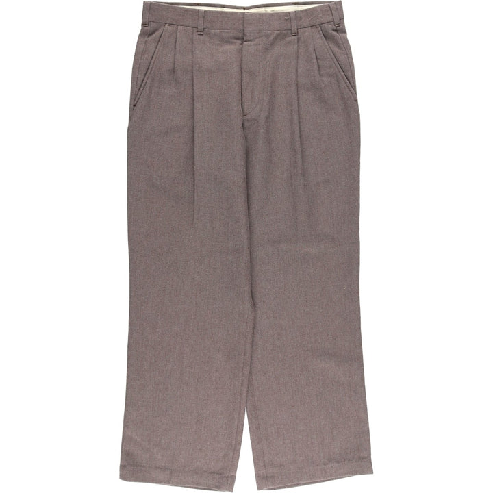 Two-pleat slacks, made in the USA, size W32 (equivalent to men's W31) polyester gray type Vintage Second Hand