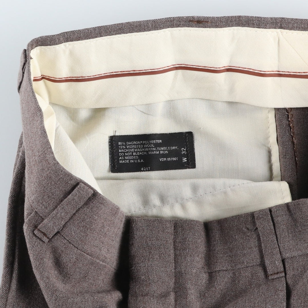 Two-pleat slacks, made in the USA, size W32 (equivalent to men's W31) polyester gray type Vintage Second Hand