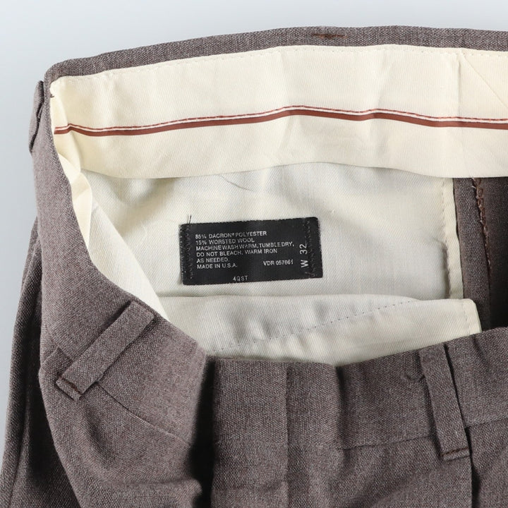 Two-pleat slacks, made in the USA, size W32 (equivalent to men's W31) polyester gray type Vintage Second Hand