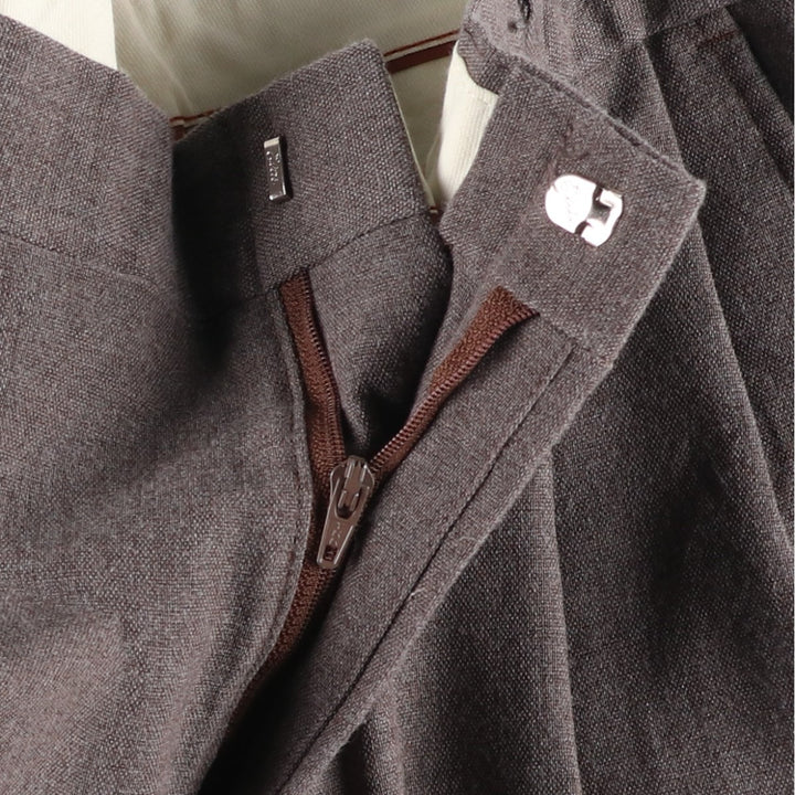 Two-pleat slacks, made in the USA, size W32 (equivalent to men's W31) polyester gray type Vintage Second Hand