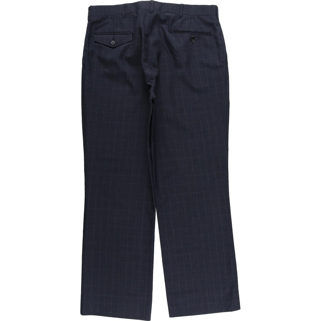 KUPPENHEIMER Check Pattern Two-Pleated Slacks, Men's, W35, Vintage unclear navy blue type Vintage Second Hand