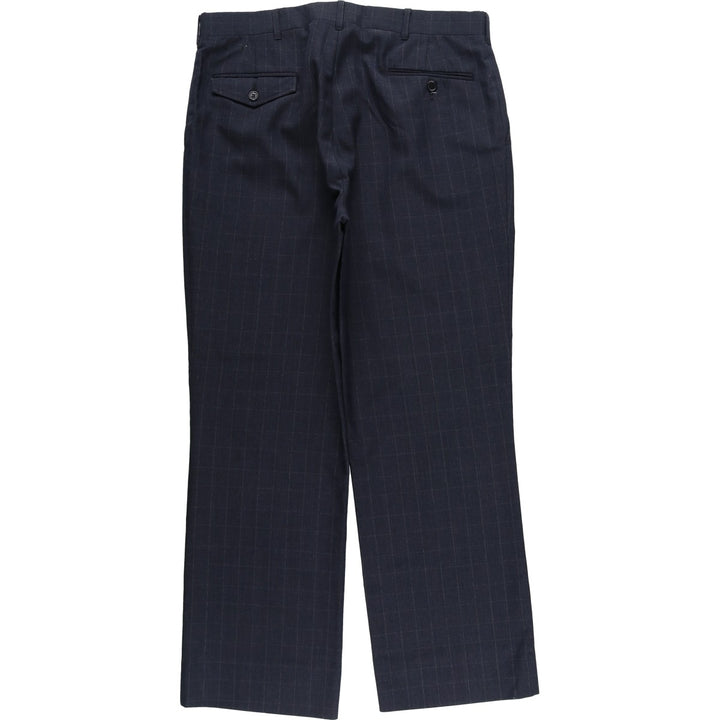 KUPPENHEIMER Check Pattern Two-Pleated Slacks, Men's, W35, Vintage unclear navy blue type Vintage Second Hand