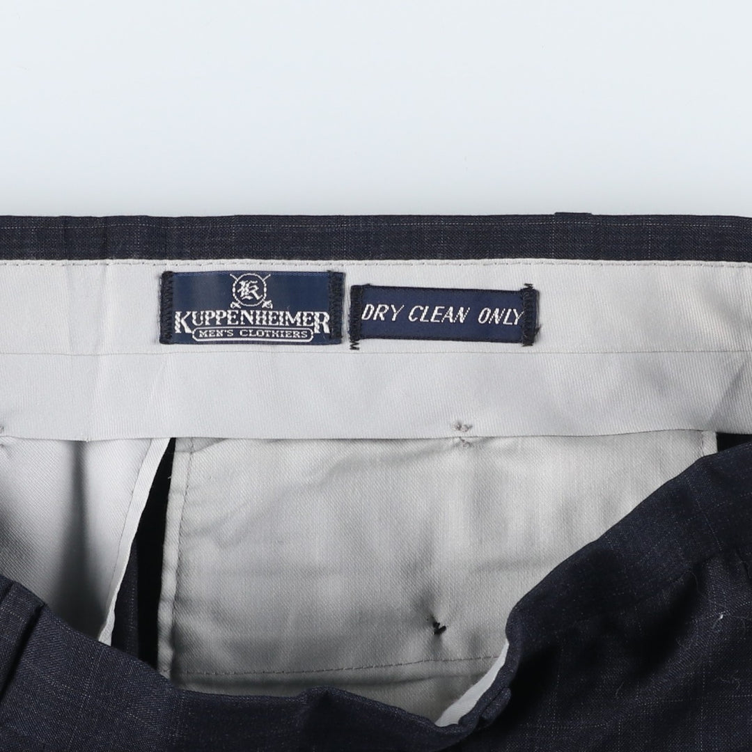 KUPPENHEIMER Check Pattern Two-Pleated Slacks, Men's, W35, Vintage unclear navy blue type Vintage Second Hand