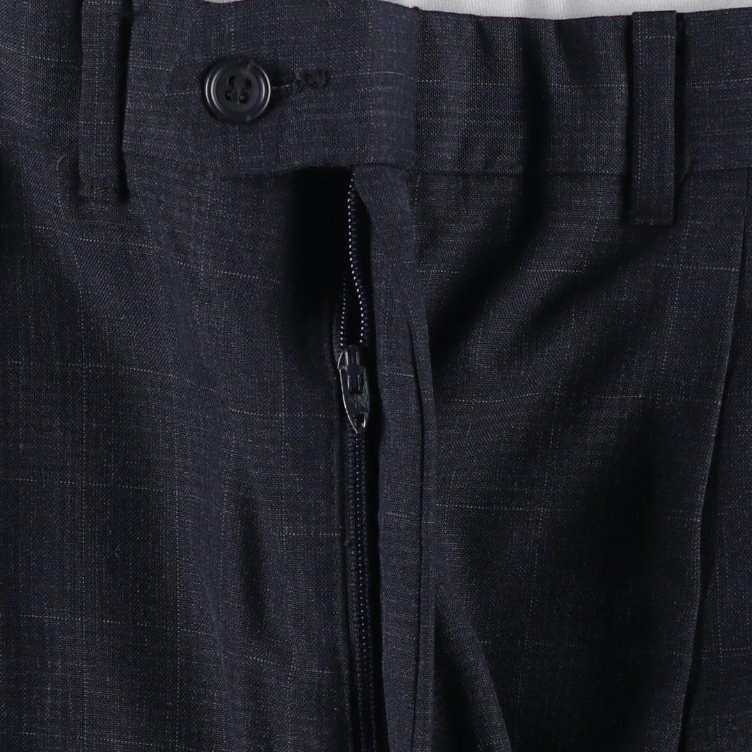 KUPPENHEIMER Check Pattern Two-Pleated Slacks, Men's, W35, Vintage unclear navy blue type Vintage Second Hand
