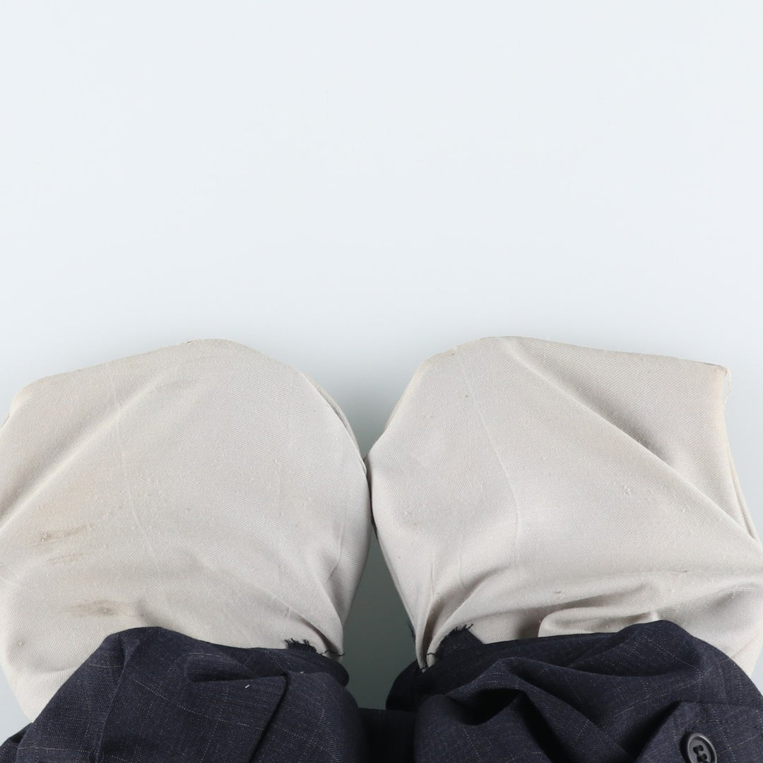 KUPPENHEIMER Check Pattern Two-Pleated Slacks, Men's, W35, Vintage unclear navy blue type Vintage Second Hand