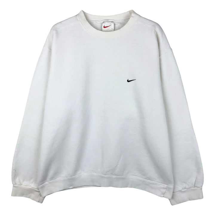 90'S Nike One Point Logo Sweatshirt Trainer Made in USA Men's L Size Vintage cotton white type Vintage Second Hand