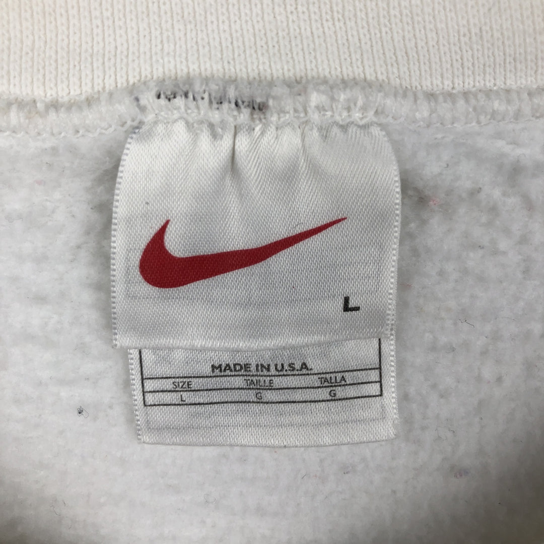 90'S Nike One Point Logo Sweatshirt Trainer Made in USA Men's L Size Vintage cotton white type Vintage Second Hand