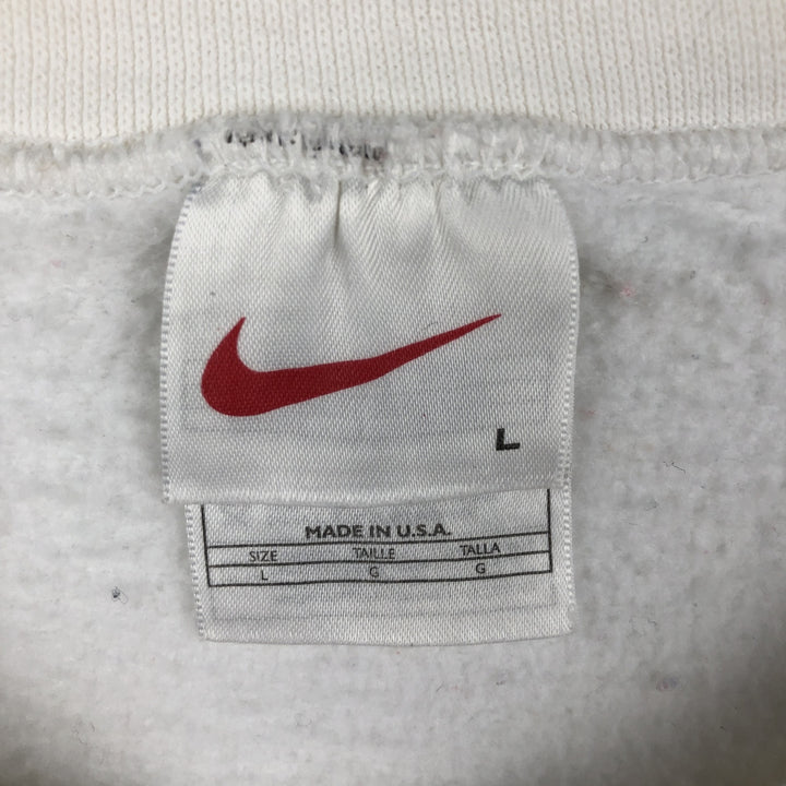 90'S Nike One Point Logo Sweatshirt Trainer Made in USA Men's L Size Vintage cotton white type Vintage Second Hand