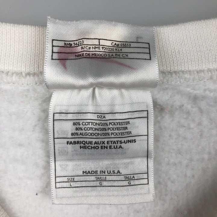90'S Nike One Point Logo Sweatshirt Trainer Made in USA Men's L Size Vintage cotton white type Vintage Second Hand