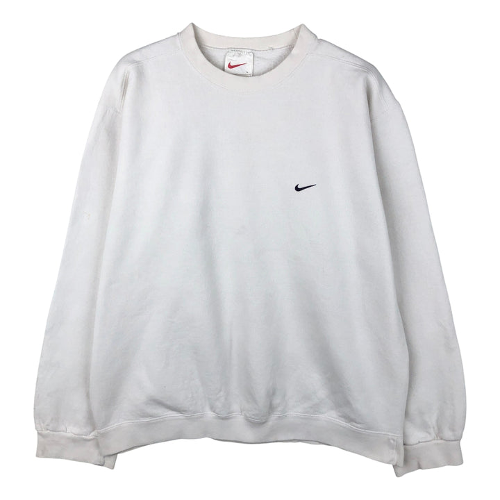90'S Nike One Point Logo Sweatshirt Trainer Made in USA Men's L Size Vintage cotton white type Vintage Second Hand