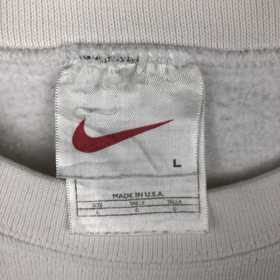 90'S Nike One Point Logo Sweatshirt Trainer Made in USA Men's L Size Vintage cotton white type Vintage Second Hand