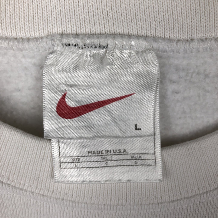 90'S Nike One Point Logo Sweatshirt Trainer Made in USA Men's L Size Vintage cotton white type Vintage Second Hand