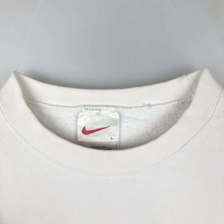 90'S Nike One Point Logo Sweatshirt Trainer Made in USA Men's L Size Vintage cotton white type Vintage Second Hand