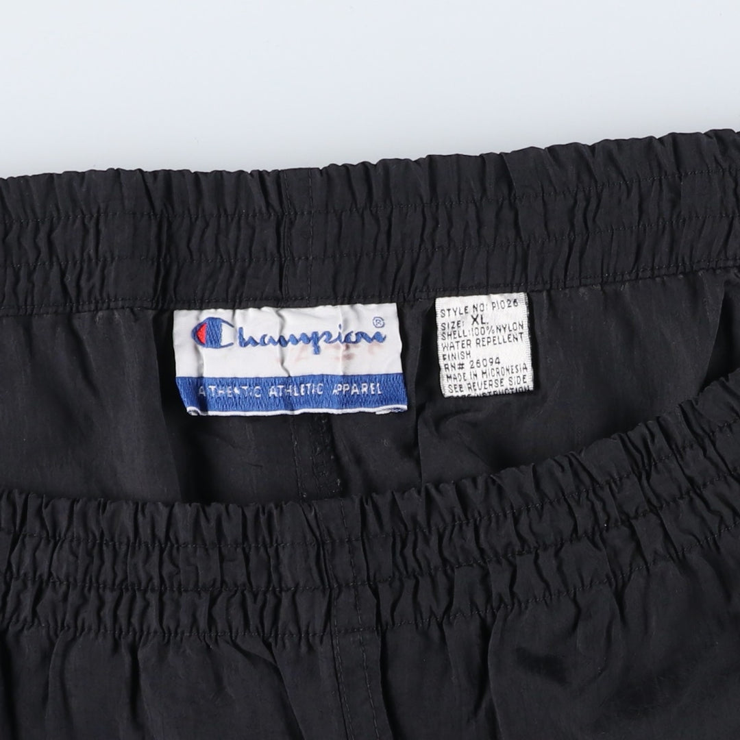 90'S Champion Authentic Athletic Apparel nylon pants, crinkle pants, men's size XL, vintage Nylon black type Vintage Second Hand
