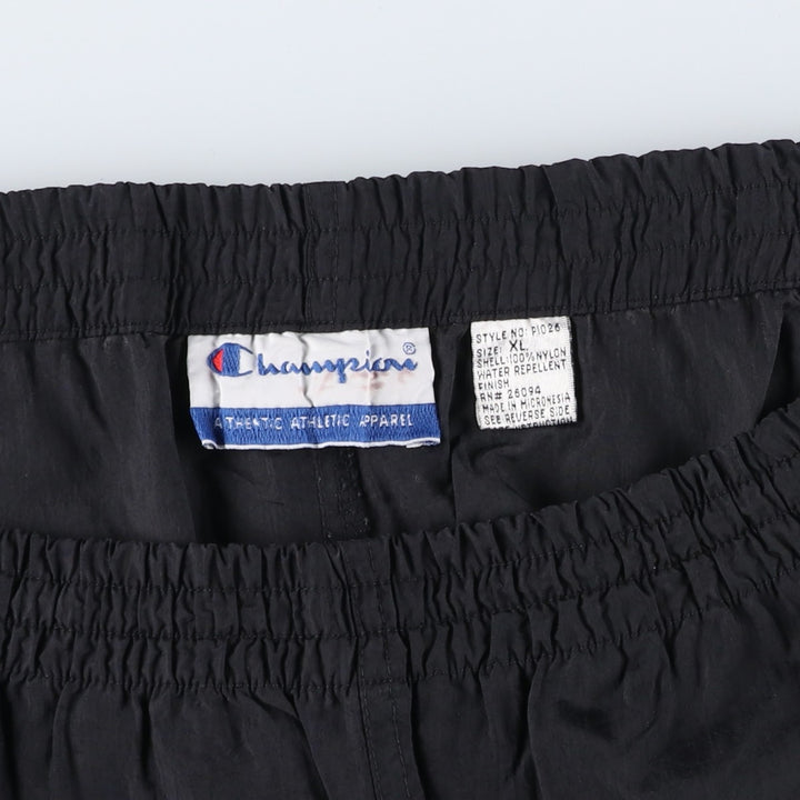 90'S Champion Authentic Athletic Apparel nylon pants, crinkle pants, men's size XL, vintage Nylon black type Vintage Second Hand