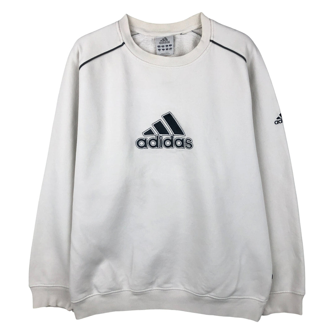 Adidas logo sweatshirt, men's size M unclear white type Vintage Second Hand