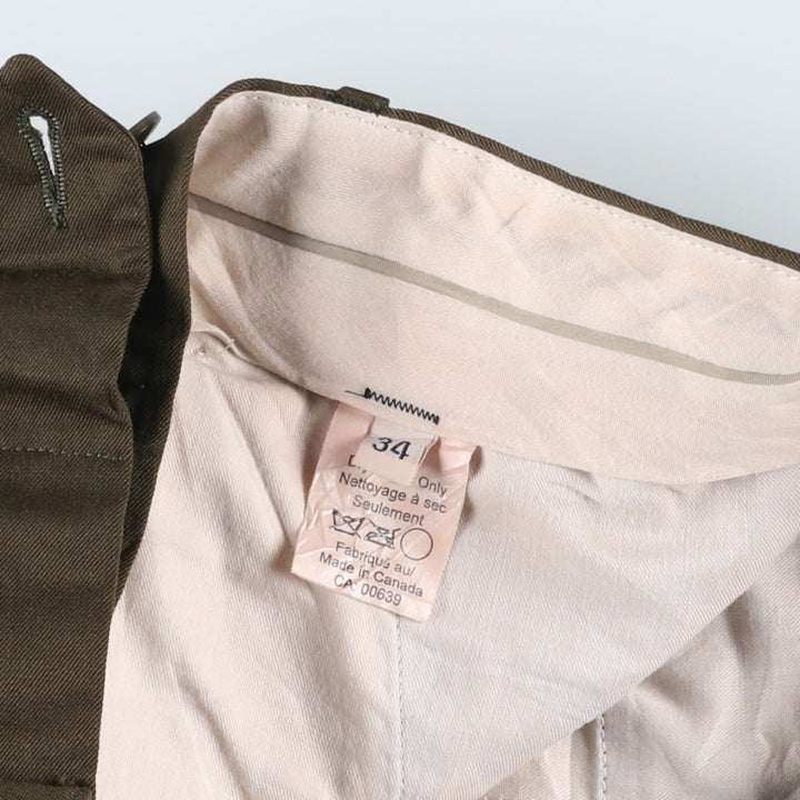 JONES NEW YORK Two-pleat Wool Pants and Slacks, Made in Canada, Men's Size W34 wool Khaki type Vintage Second Hand