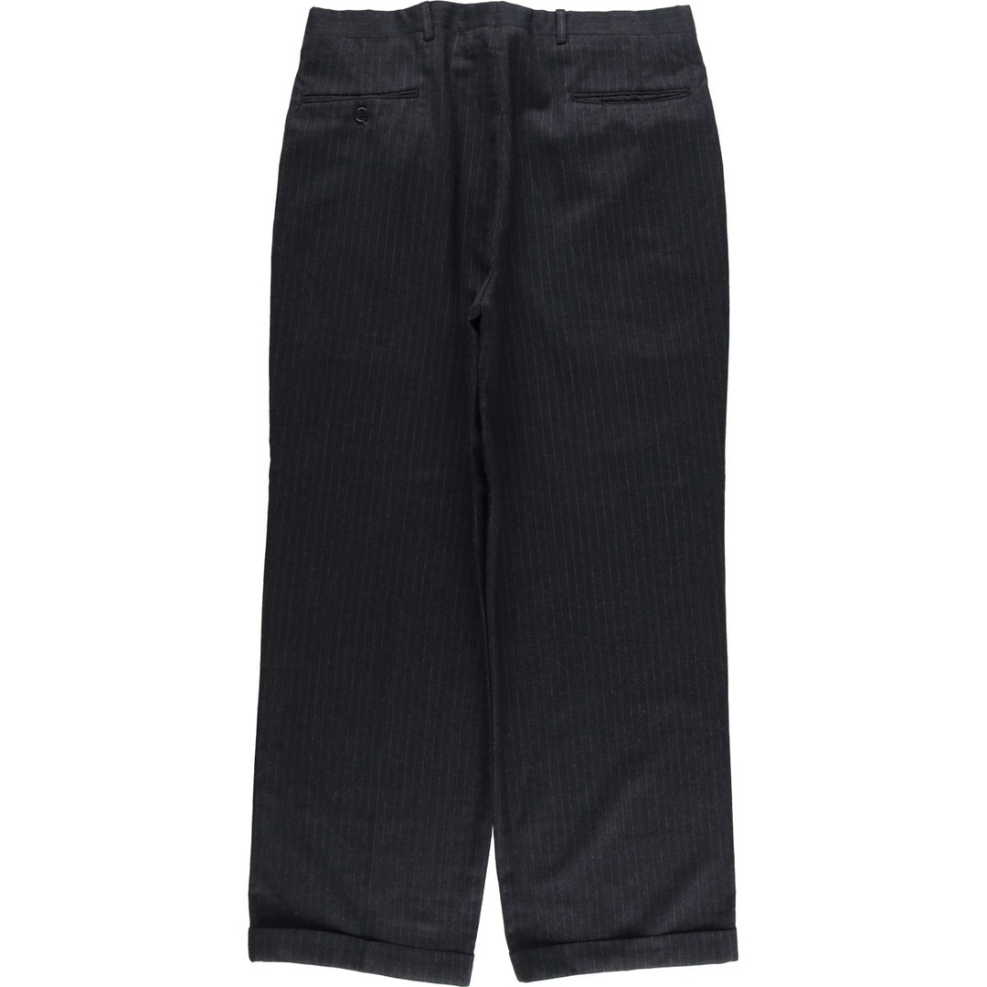 Stripe Pattern Two-pleat Slacks Pants Men's W34 Vintage unclear Charcoal Vintage Second Hand
