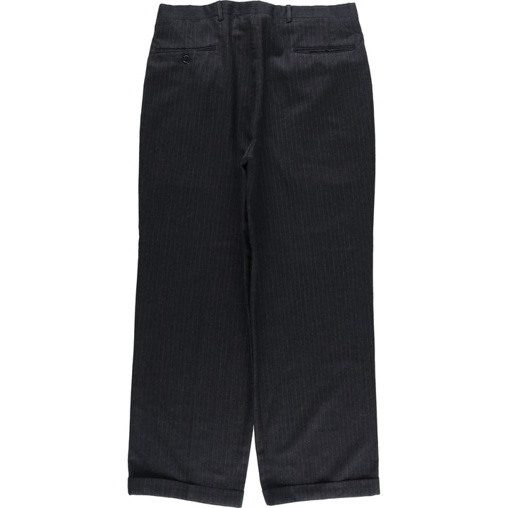 Stripe Pattern Two-pleat Slacks Pants Men's W34 Vintage unclear Charcoal Vintage Second Hand