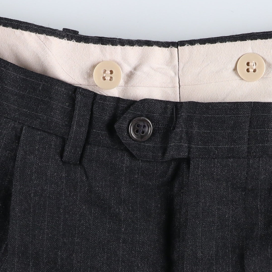 Stripe Pattern Two-pleat Slacks Pants Men's W34 Vintage unclear Charcoal Vintage Second Hand