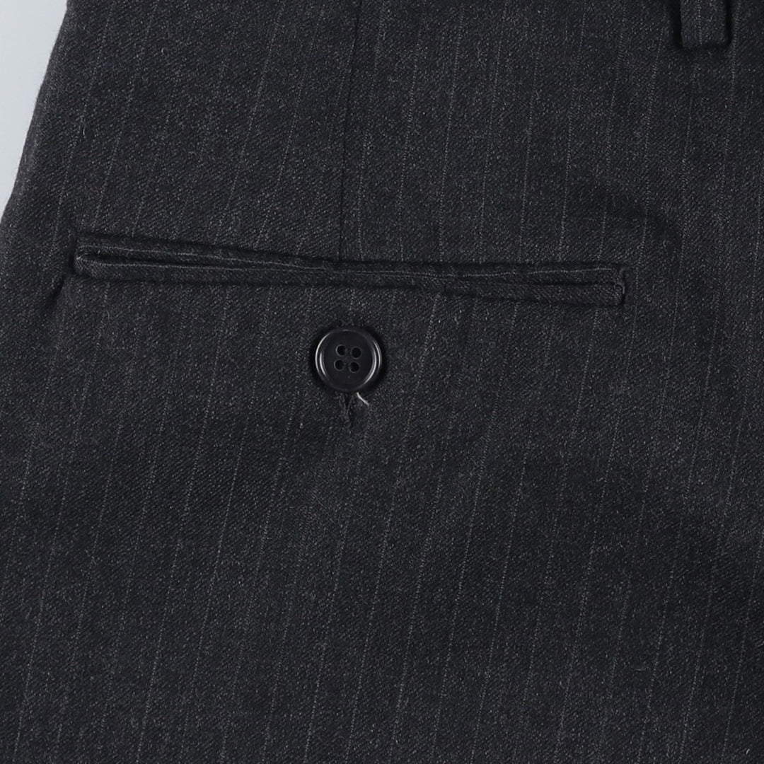 Stripe Pattern Two-pleat Slacks Pants Men's W34 Vintage unclear Charcoal Vintage Second Hand