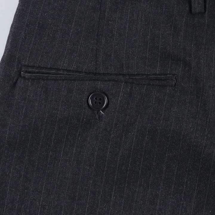 Stripe Pattern Two-pleat Slacks Pants Men's W34 Vintage unclear Charcoal Vintage Second Hand