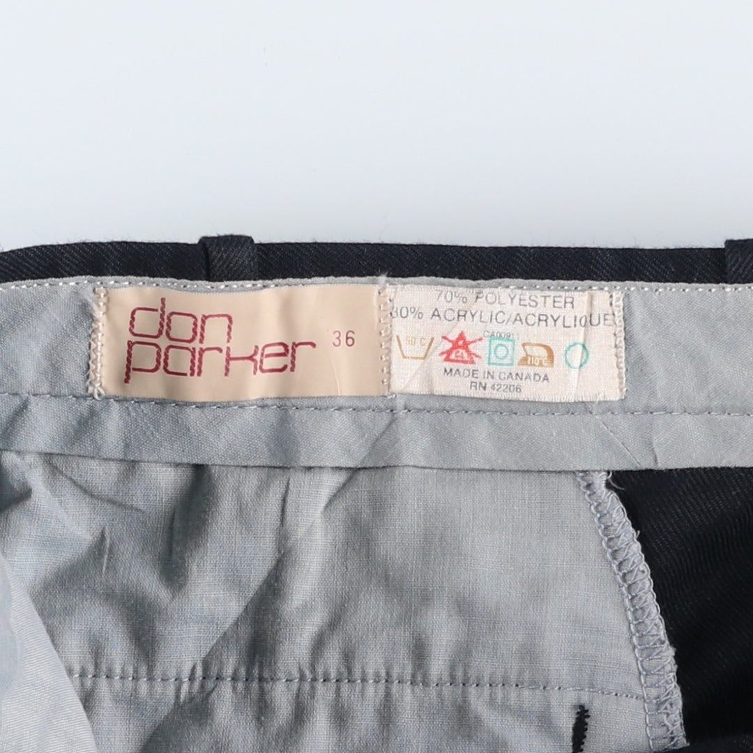 Vintage Don Parker wide-leg slacks, made in Canada, men's size W35. polyester black type Vintage Second Hand