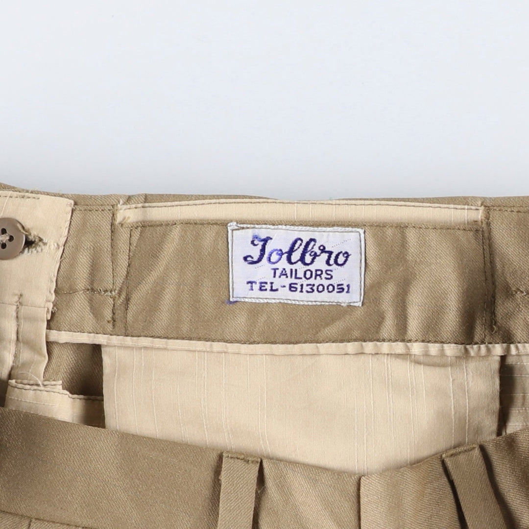 Solbro Stripe Pattern Two-Pleated Slacks, Men's Size W31 unclear Beige type Vintage Second Hand