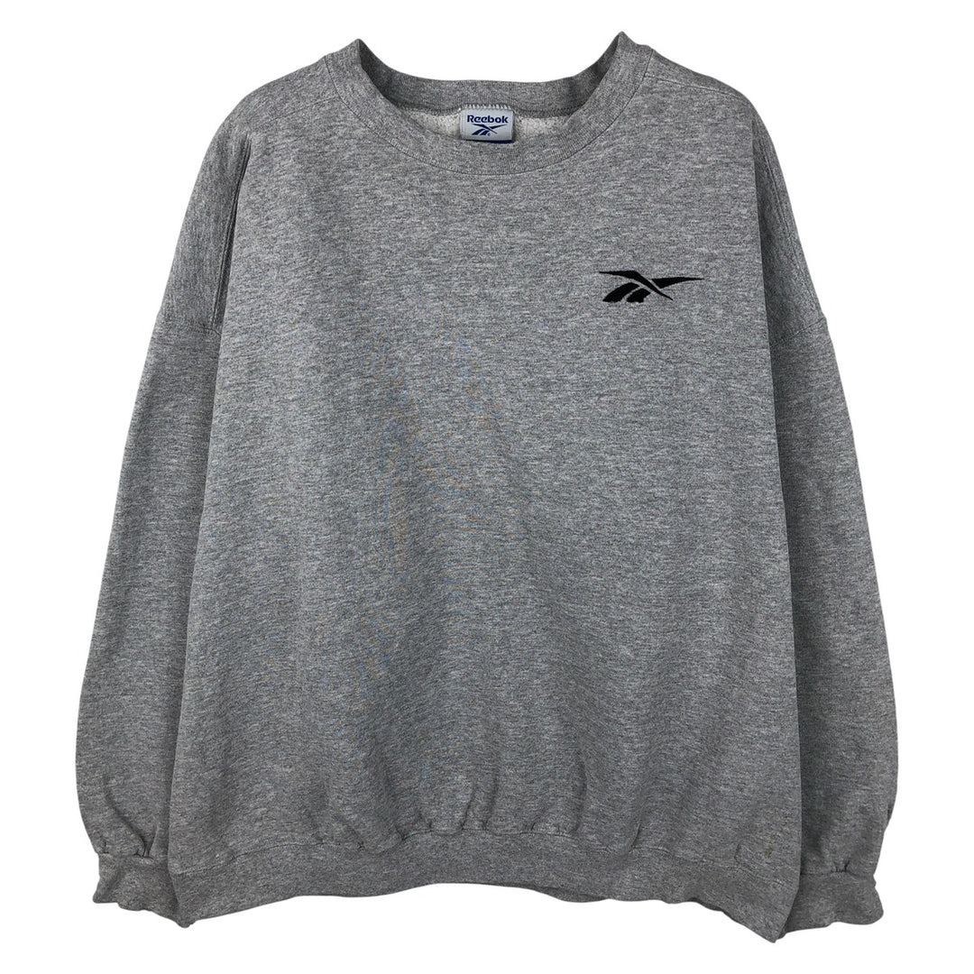 Vintage 90'S Reebok One-Point Logo Sweatshirt, Made in USA, Men's XL cotton gray type Vintage Second Hand