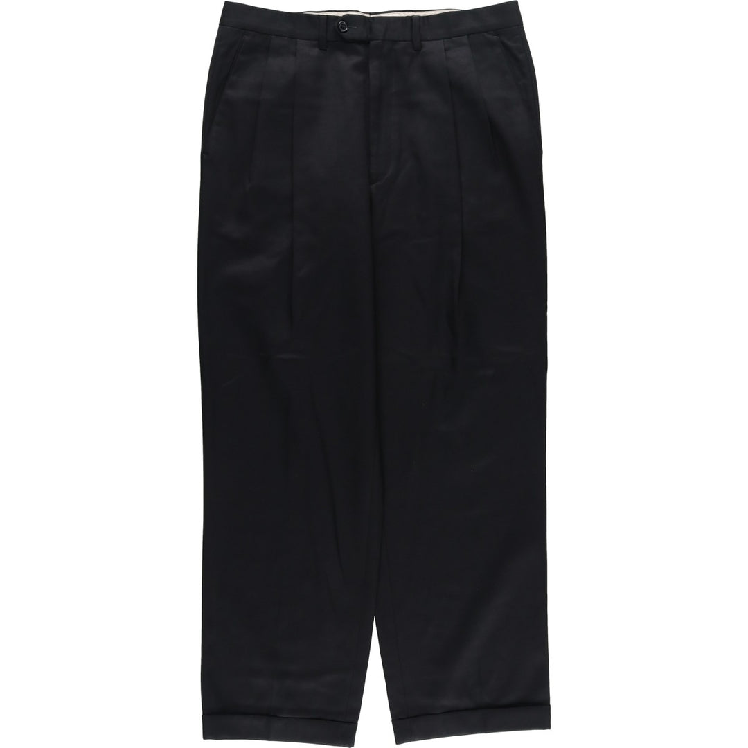 PAZONI Two-pleat Wool Pants and Slacks, Made in Italy, Men's Size W34 wool black type Vintage Second Hand
