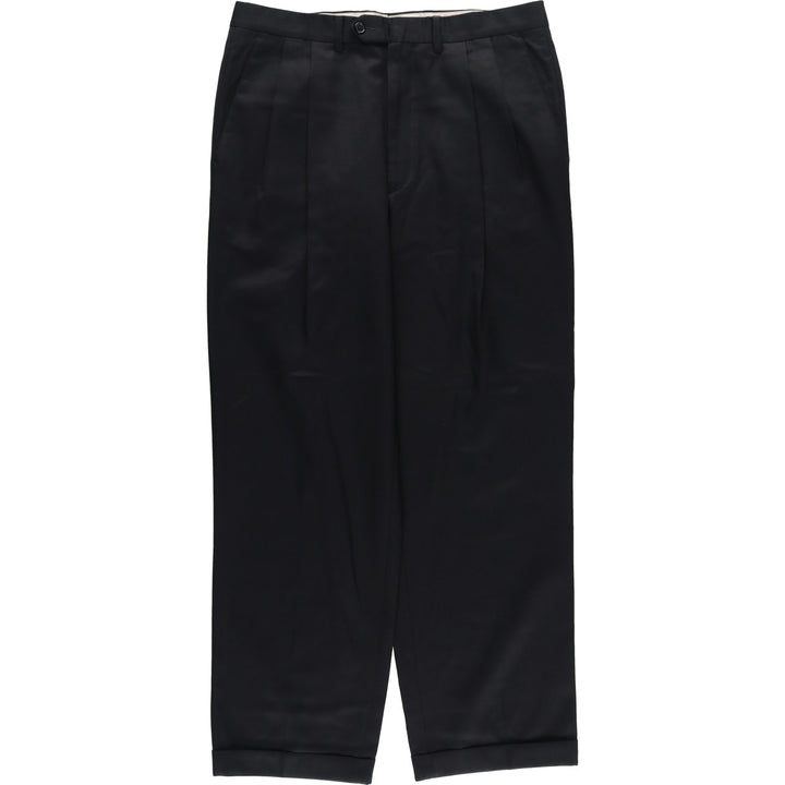 PAZONI Two-pleat Wool Pants and Slacks, Made in Italy, Men's Size W34 wool black type Vintage Second Hand