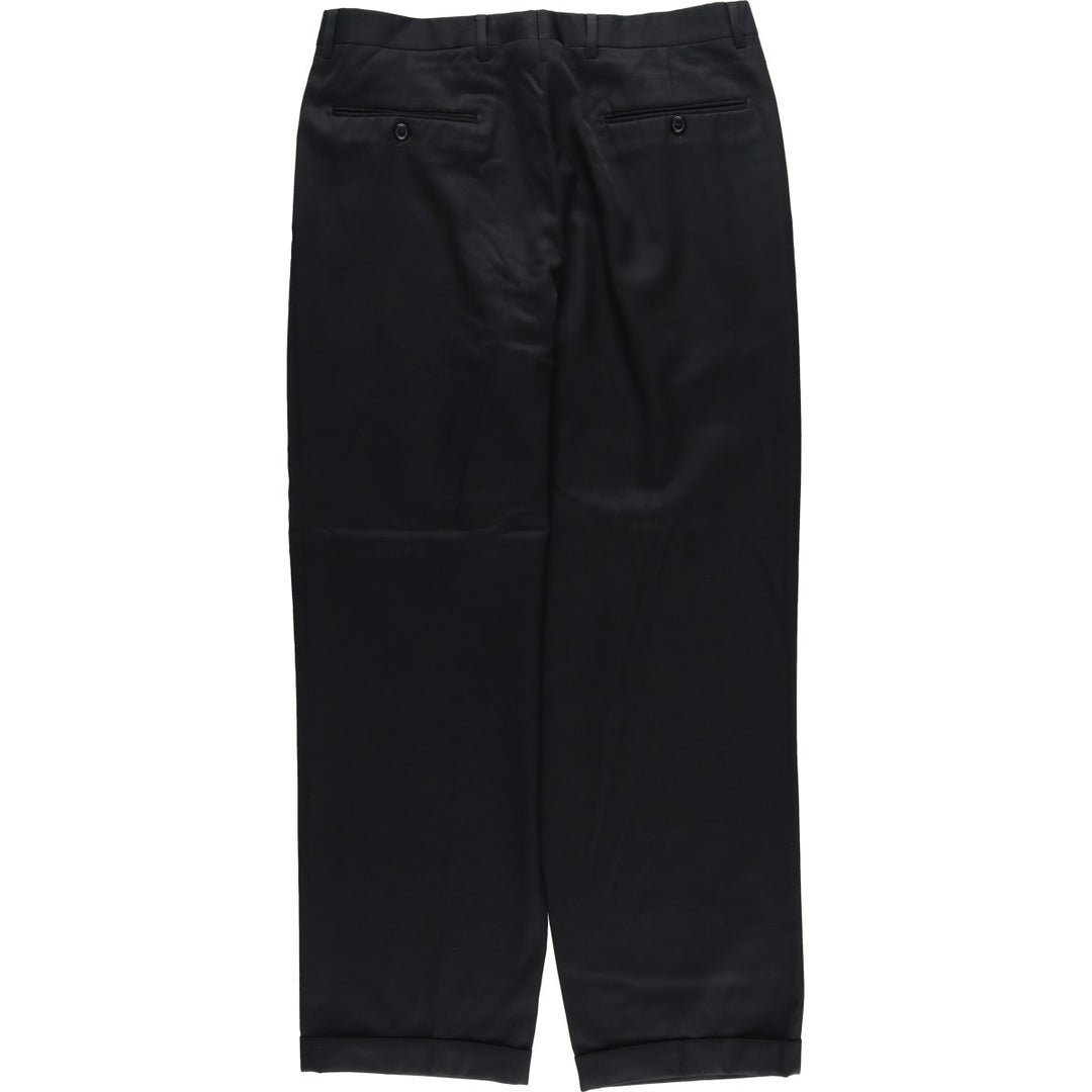 PAZONI Two-pleat Wool Pants and Slacks, Made in Italy, Men's Size W34 wool black type Vintage Second Hand
