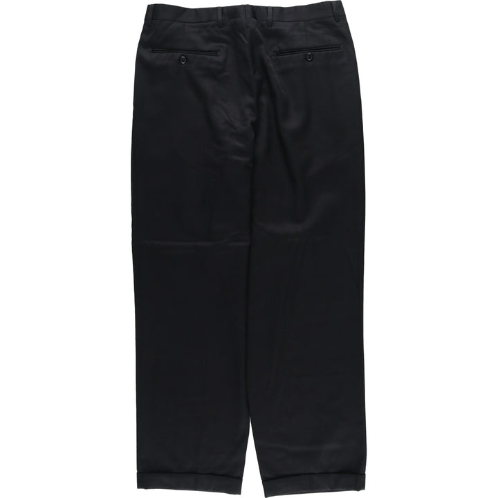 PAZONI Two-pleat Wool Pants and Slacks, Made in Italy, Men's Size W34 wool black type Vintage Second Hand