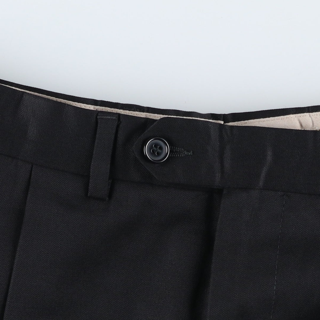 PAZONI Two-pleat Wool Pants and Slacks, Made in Italy, Men's Size W34 wool black type Vintage Second Hand