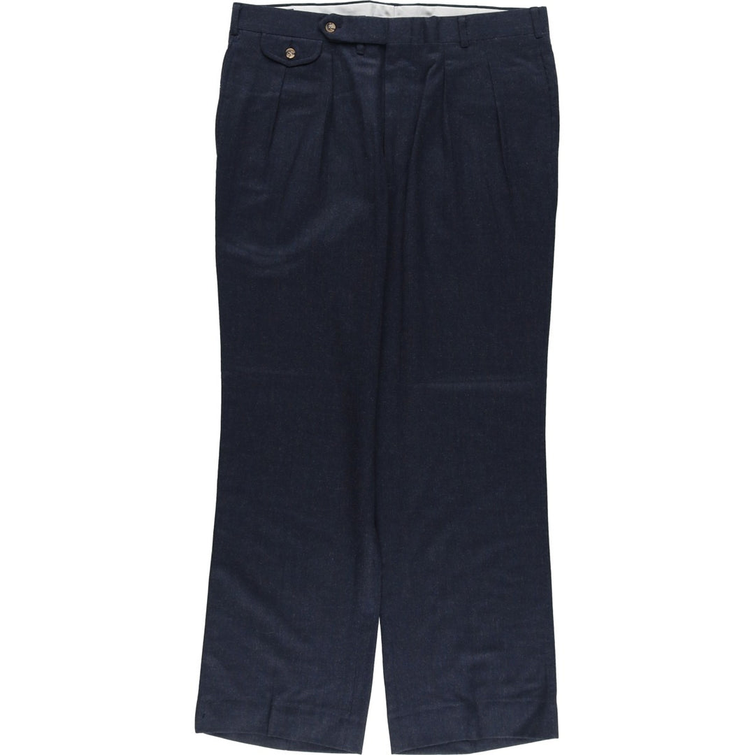 John Alexander Two-pleat Slacks, Made in USA, Men's, Size W35 wool navy blue type Vintage Second Hand