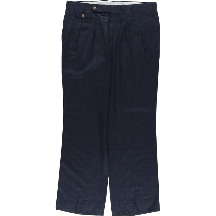John Alexander Two-pleat Slacks, Made in USA, Men's, Size W35 wool navy blue type Vintage Second Hand