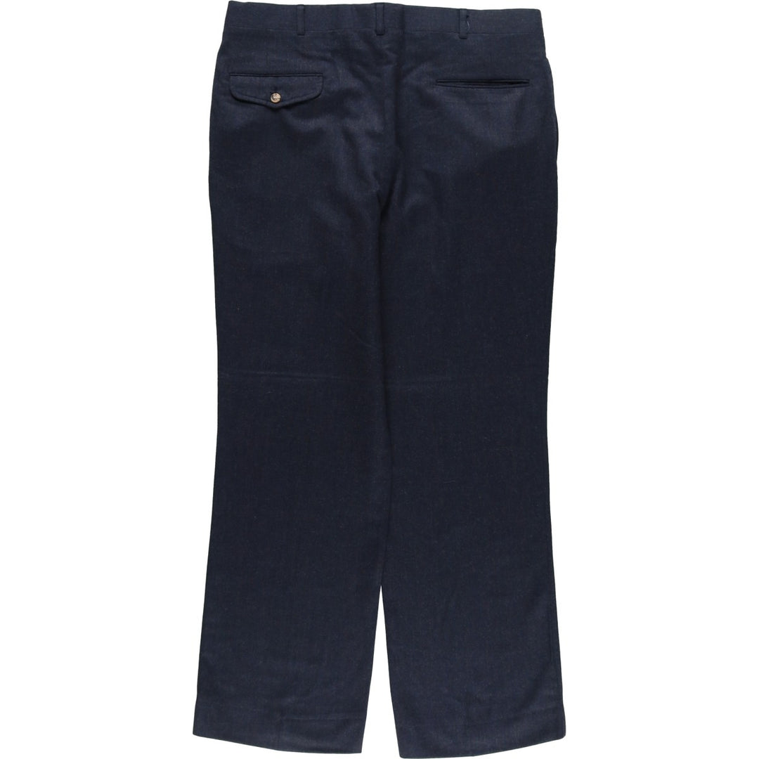 John Alexander Two-pleat Slacks, Made in USA, Men's, Size W35 wool navy blue type Vintage Second Hand