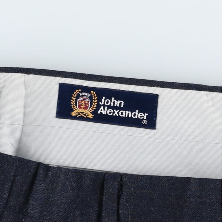 John Alexander Two-pleat Slacks, Made in USA, Men's, Size W35 wool navy blue type Vintage Second Hand
