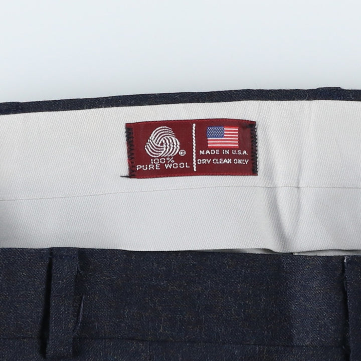 John Alexander Two-pleat Slacks, Made in USA, Men's, Size W35 wool navy blue type Vintage Second Hand