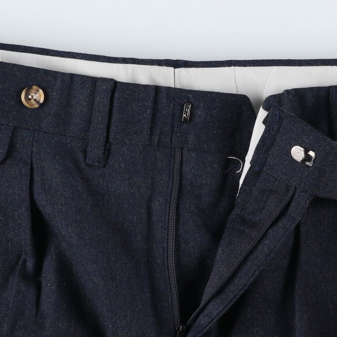 John Alexander Two-pleat Slacks, Made in USA, Men's, Size W35 wool navy blue type Vintage Second Hand