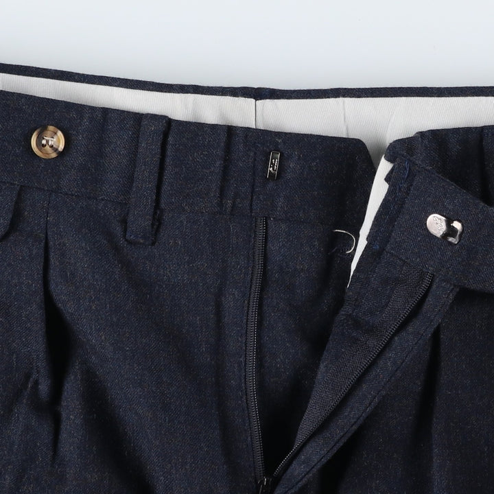 John Alexander Two-pleat Slacks, Made in USA, Men's, Size W35 wool navy blue type Vintage Second Hand