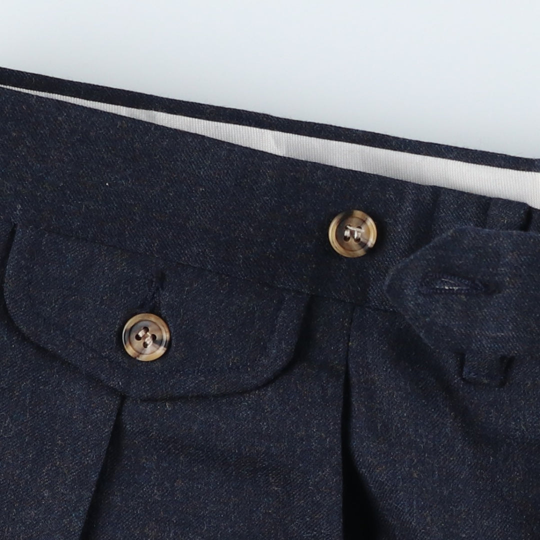 John Alexander Two-pleat Slacks, Made in USA, Men's, Size W35 wool navy blue type Vintage Second Hand