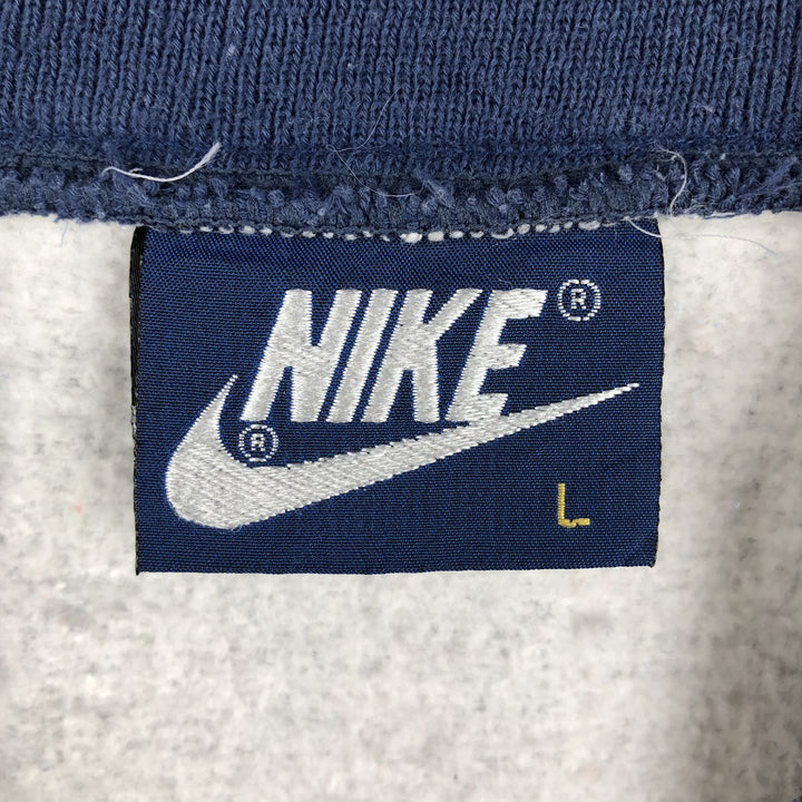 Vintage 1980'S Nike Navy Blue Tag Half Button Sweatshirt, Men's Size L cotton gray type Vintage Second Hand