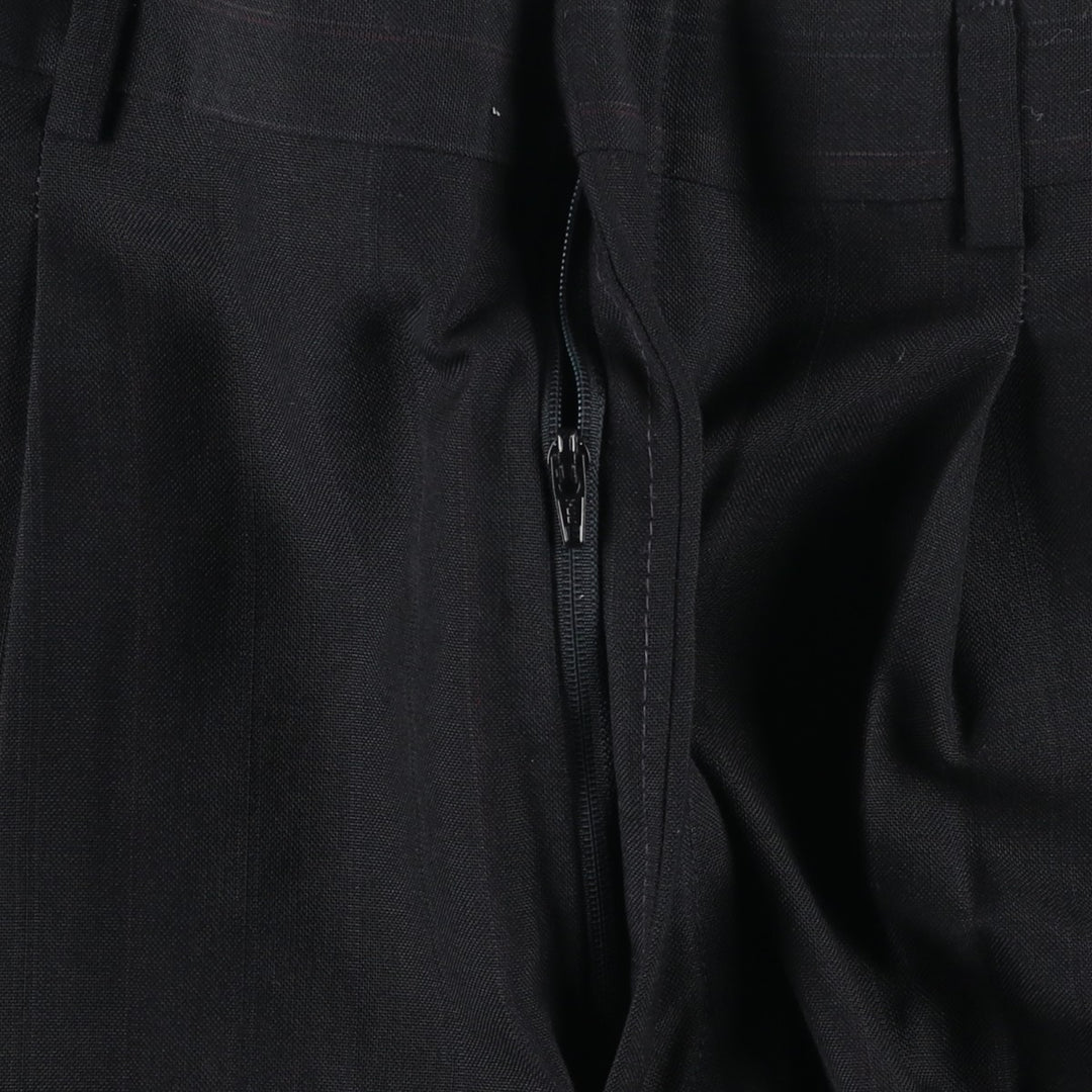 Striped Pattern Two-pleat Slacks Pants, Made in USA, Men's Size W34 polyester black type Vintage Second Hand