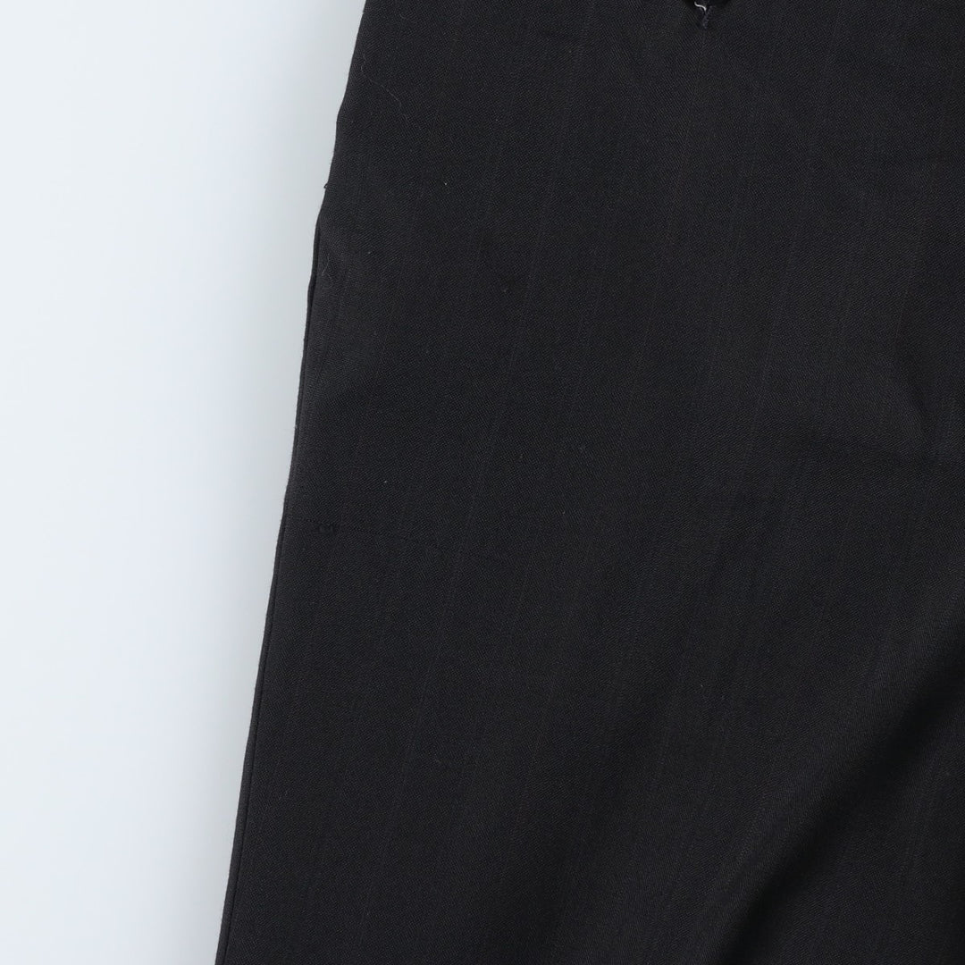 Striped Pattern Two-pleat Slacks Pants, Made in USA, Men's Size W34 polyester black type Vintage Second Hand