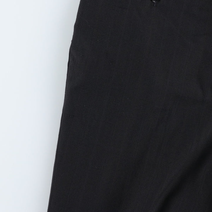 Striped Pattern Two-pleat Slacks Pants, Made in USA, Men's Size W34 polyester black type Vintage Second Hand