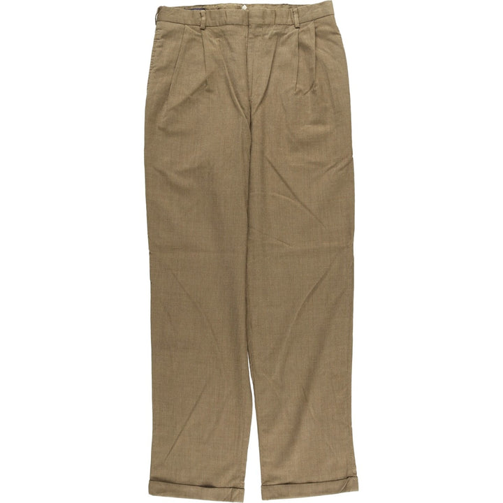 LANDS' END Two-pleat Wool Pants, Men's Size W31 wool Khaki type brown Vintage Second Hand