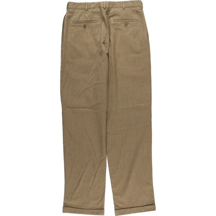 LANDS' END Two-pleat Wool Pants, Men's Size W31 wool Khaki type brown Vintage Second Hand